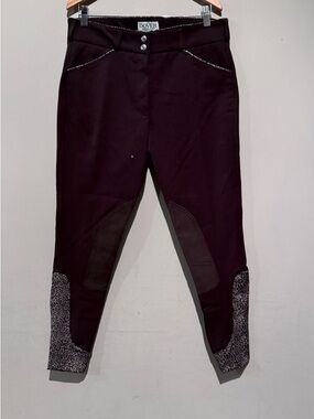 Dover Women’s Riding Breeches in Deep Plum with Leopard Panels